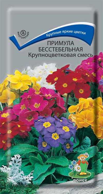 Примула бесстебельная Крупноцветковая смесь, 0,04г Поиск